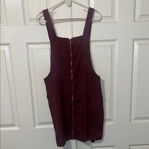 SHEIN Burgundy Pinafore Dress